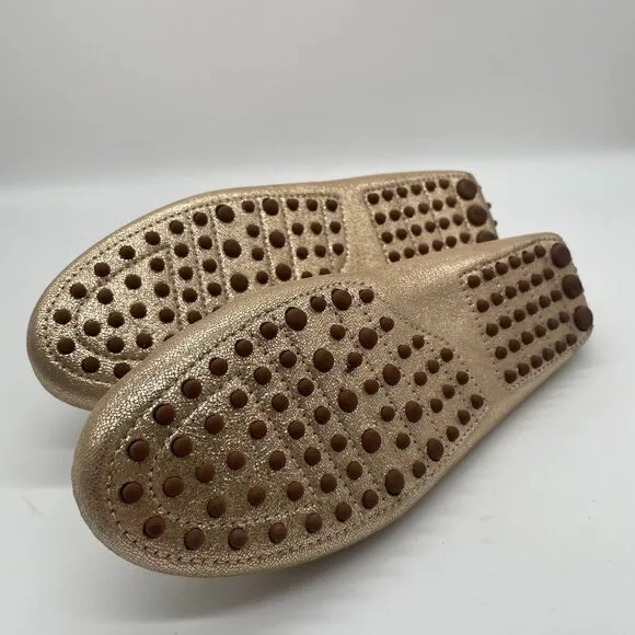 New Bobbies Paris Gold Driving Loafers Shoe Womens 40 US 9.5 Tassel Office Work