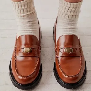 New! Free People Liv Leather Penny Loafers