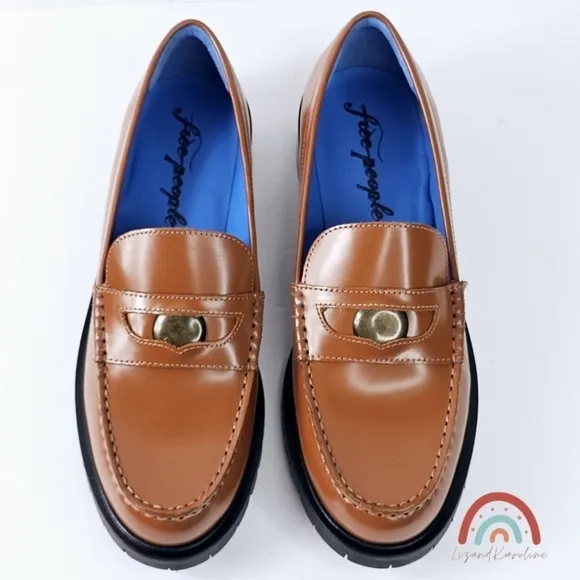 New! Free People Liv Leather Penny Loafers