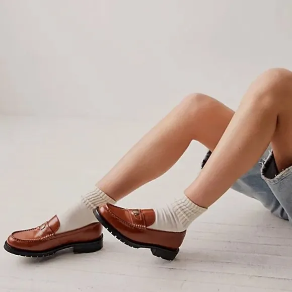 New! Free People Liv Leather Penny Loafers