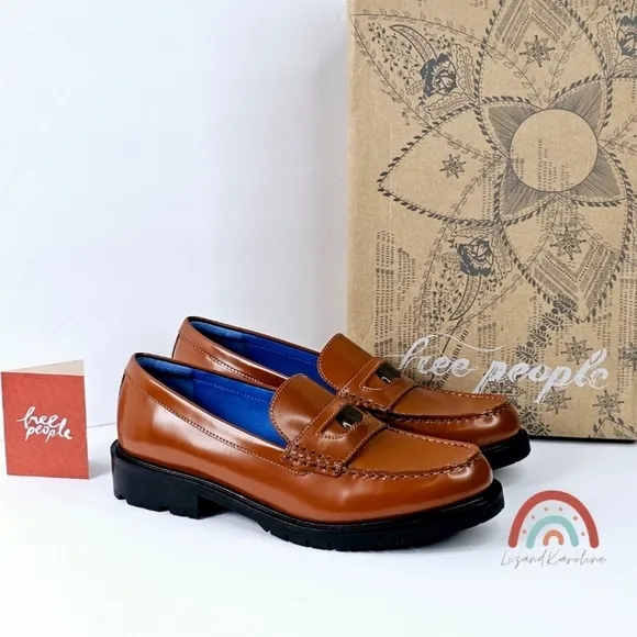 New! Free People Liv Leather Penny Loafers