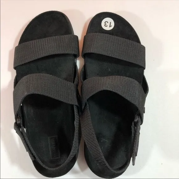 New Hunter Men Black Double Strap Sandals 13