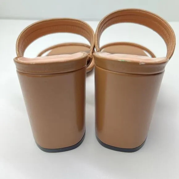 New J. Crew Evelyn Double Strap Leather Heel Mule Sandals