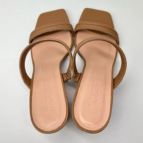 New J. Crew Evelyn Double Strap Leather Heel Mule Sandals