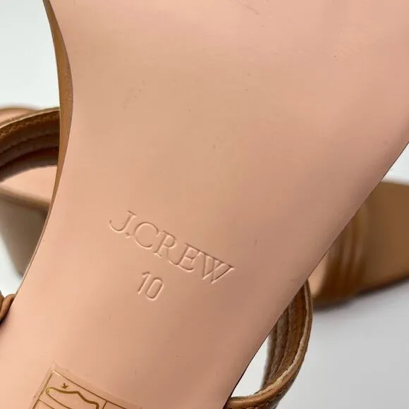 New J. Crew Evelyn Double Strap Leather Heel Mule Sandals