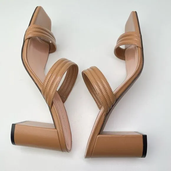 New J. Crew Evelyn Double Strap Leather Heel Mule Sandals