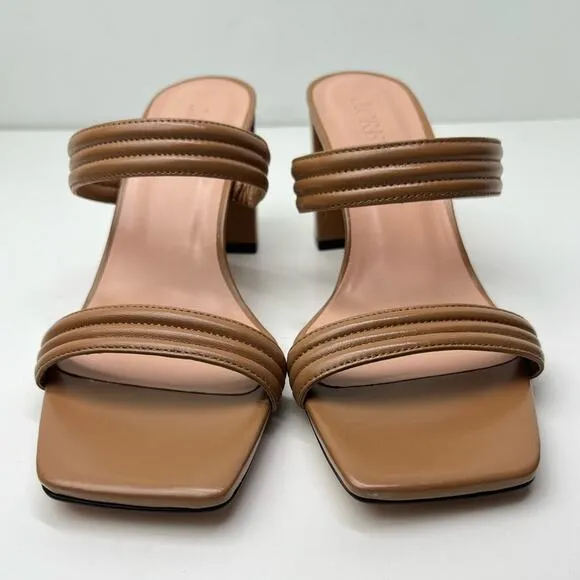 New J. Crew Evelyn Double Strap Leather Heel Mule Sandals
