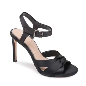 New Jewel by Badgley Mischka Rhonda Black Satin Heeled Sandal