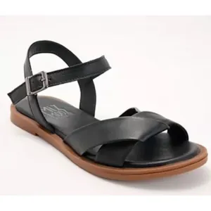 New Miz Mooz Fallyn Leather Crossover Sandals Ankle Strap Black EU 37 US 6.5-7