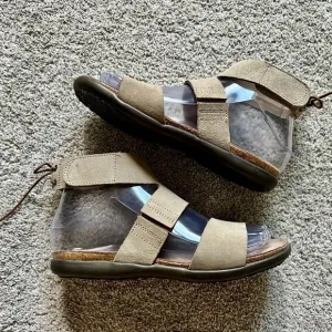New NAOT Larissa Size 36 S/ 5 Sand Suede Tie Ankle Strap Sandal Gladiator Shoes