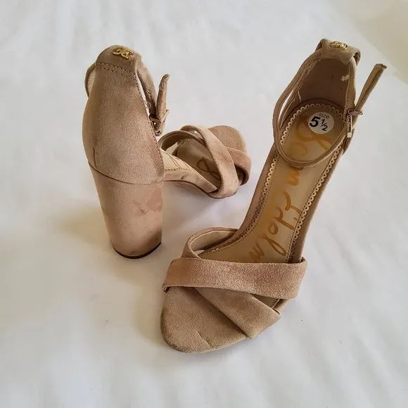 New Sam Edelman Suede Leather Ankle Strap Block Heels Size 5.5