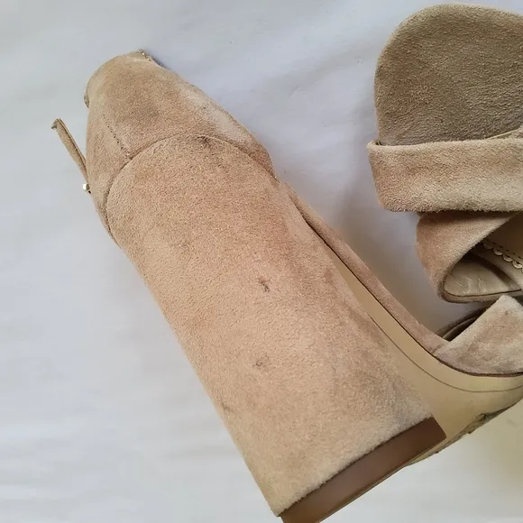 New Sam Edelman Suede Leather Ankle Strap Block Heels Size 5.5