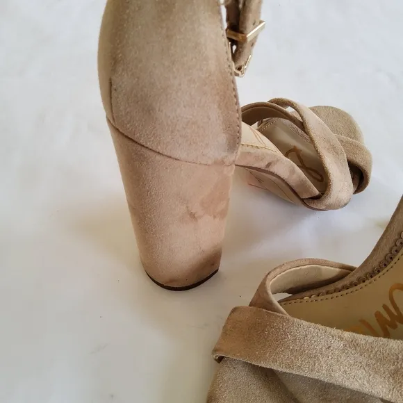 New Sam Edelman Suede Leather Ankle Strap Block Heels Size 5.5