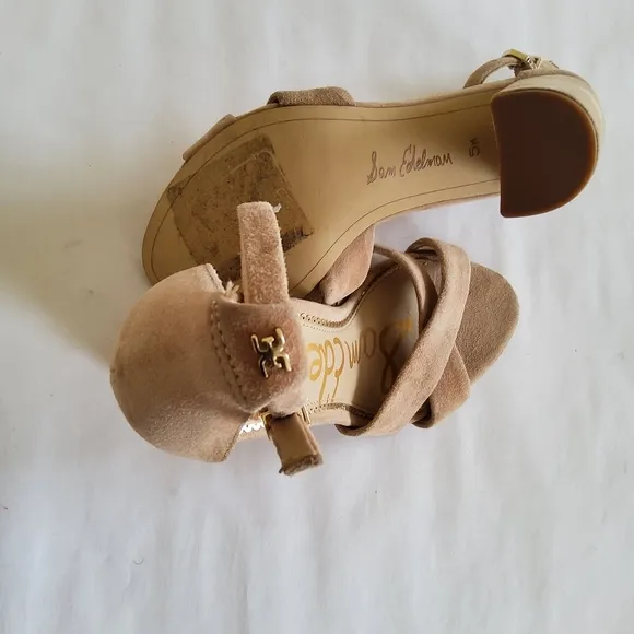 New Sam Edelman Suede Leather Ankle Strap Block Heels Size 5.5