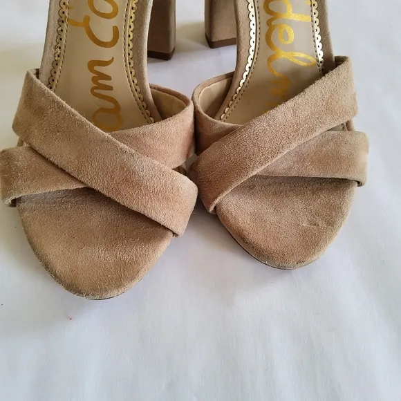 New Sam Edelman Suede Leather Ankle Strap Block Heels Size 5.5