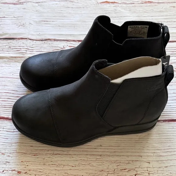 New Sorel Waterproof Chelsea Boots in Black Sz 8