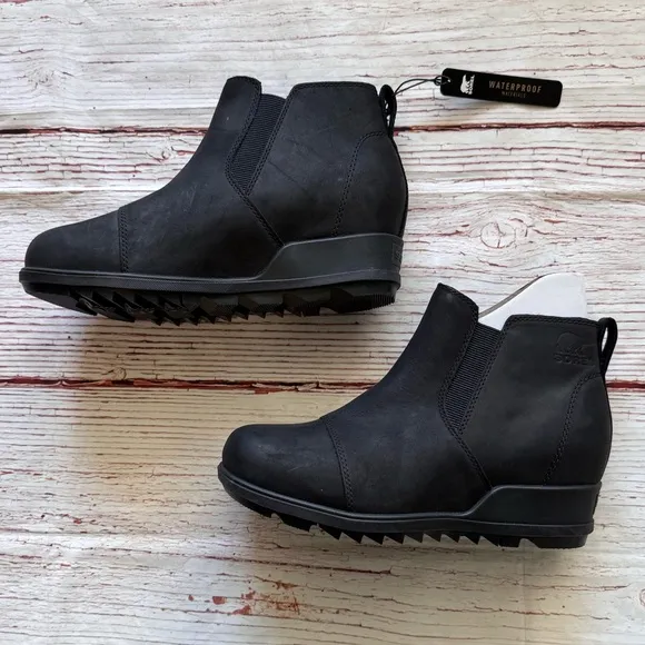 New Sorel Waterproof Chelsea Boots in Black Sz 8