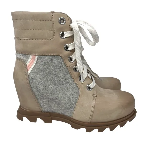 NEW Sorel women boots Joan of Arctic Lexie Wedge Natural Tan waterproof