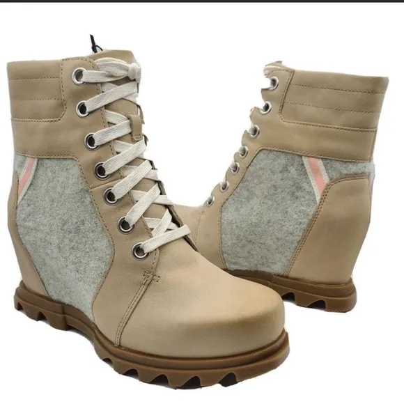 NEW Sorel women boots Joan of Arctic Lexie Wedge Natural Tan waterproof