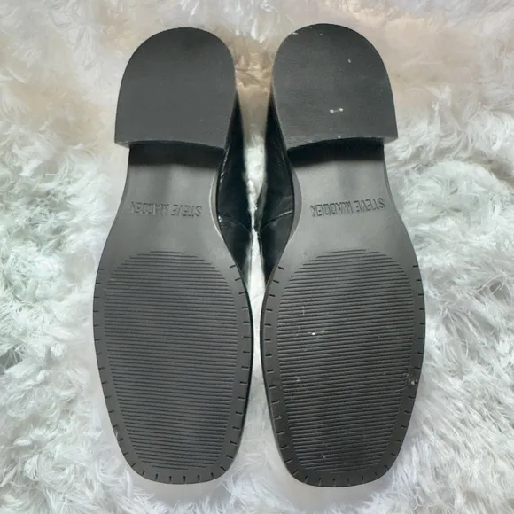 NEW Steve Madden Delancy Black Leather Mary Jane Shoes 8M