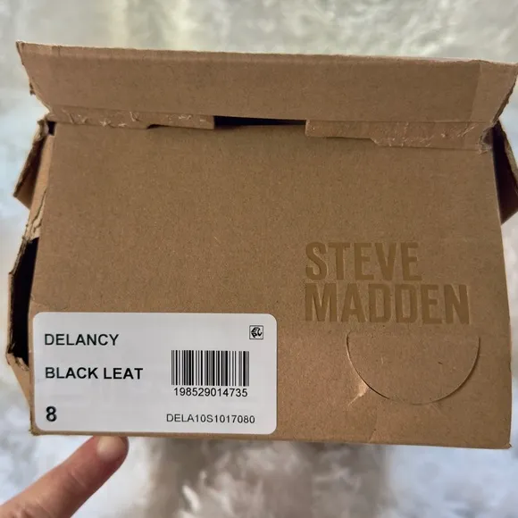 NEW Steve Madden Delancy Black Leather Mary Jane Shoes 8M