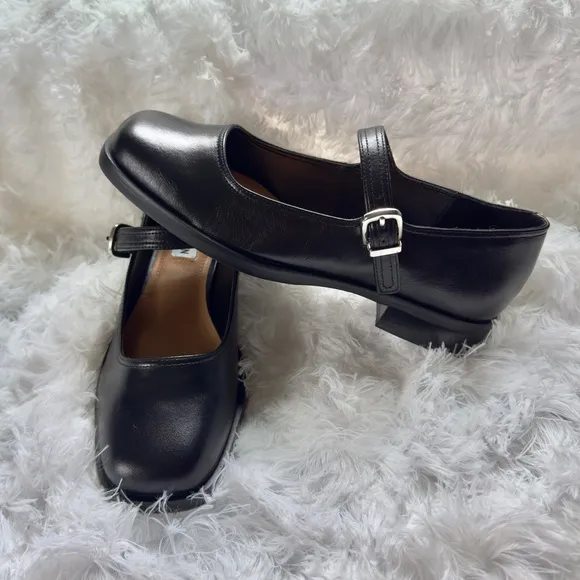 NEW Steve Madden Delancy Black Leather Mary Jane Shoes 8M