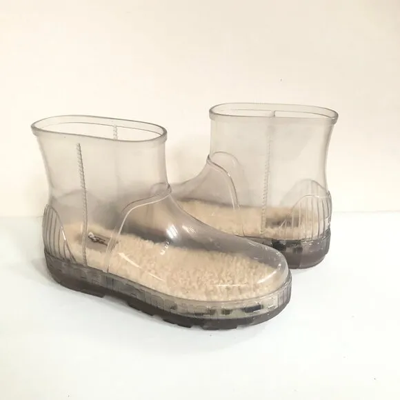 new UGG Clear Rain Boots removablesheepskin insole Branded Platform Drizlita