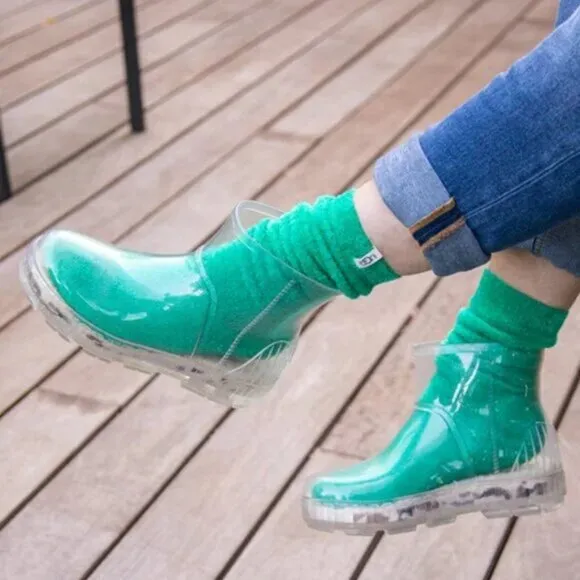 new UGG Clear Rain Boots removablesheepskin insole Branded Platform Drizlita