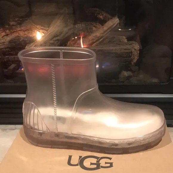 new UGG Clear Rain Boots removablesheepskin insole Branded Platform Drizlita