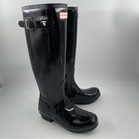 NIB! Hunter Women’s Original Tall Gloss Black Rain Boots - Size 5