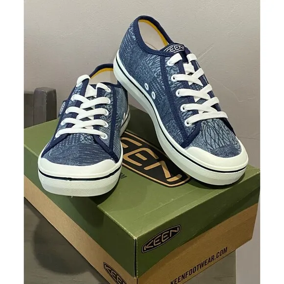 NIB KEEN Elsa Lite Women's 5.5 Navy Blue Patchwork Sneakers Shoes Casual Lace Up