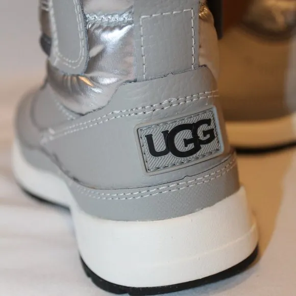 NIB UGG TODDLER GIRLS BOYS LEATHER PUFFER WATERPROOF‎ WINTER BOOTS GRAY BLACK