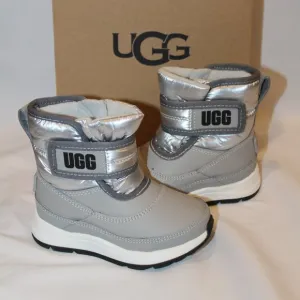NIB UGG TODDLER GIRLS BOYS LEATHER PUFFER WATERPROOF‎ WINTER BOOTS GRAY BLACK