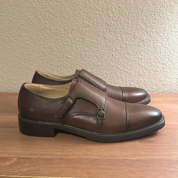 NIB Zanzara catlett brown monk strap shoes