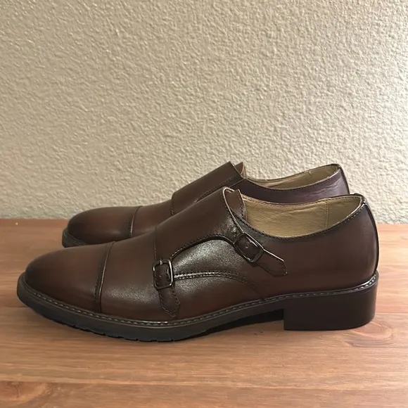 NIB Zanzara catlett brown monk strap shoes