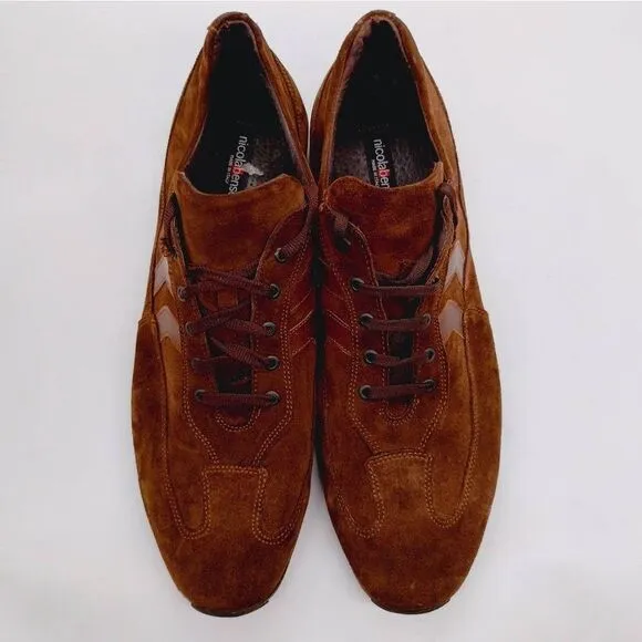Nicola Benson‎ Brown Leather Italian Made Casual Sneakers Mens Size 12 Shoes