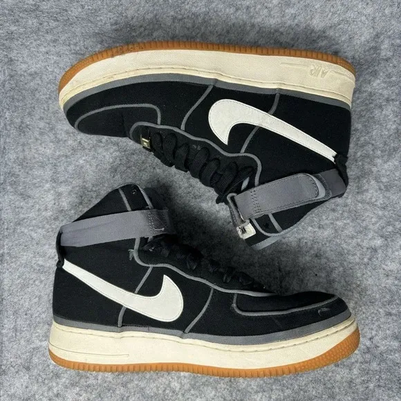 Nike Air Force 1 07 LV8 High Shoes Mens Size 10.5 Black Orange Gum Basketball