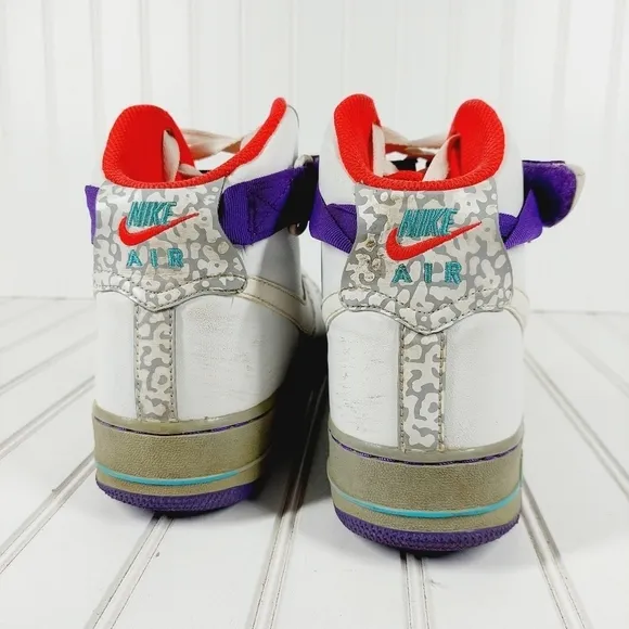 Nike Air Force 1 High White/White-Wolf Grey-Purple Venom Athletic Shoes H10
