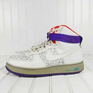 Nike Air Force 1 High White/White-Wolf Grey-Purple Venom Athletic Shoes H10