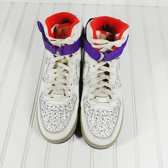 Nike Air Force 1 High White/White-Wolf Grey-Purple Venom Athletic Shoes H10