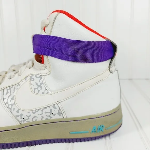 Nike Air Force 1 High White/White-Wolf Grey-Purple Venom Athletic Shoes H10