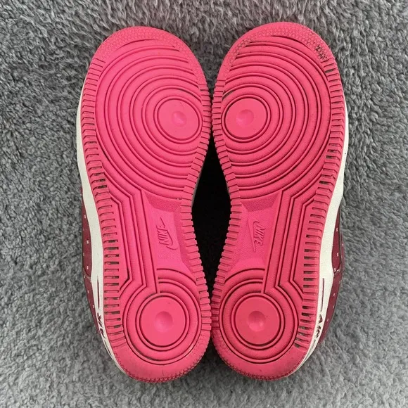Nike Air Force 1 Shoes Youth 6.5 Red Pink Dot Canvas Sports Casual Streetwear