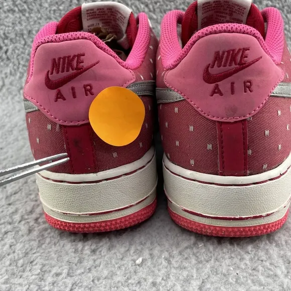 Nike Air Force 1 Shoes Youth 6.5 Red Pink Dot Canvas Sports Casual Streetwear