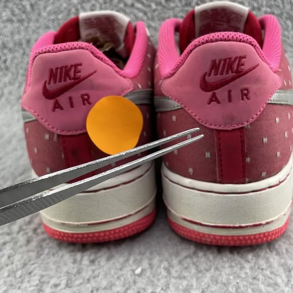 Nike Air Force 1 Shoes Youth 6.5 Red Pink Dot Canvas Sports Casual Streetwear