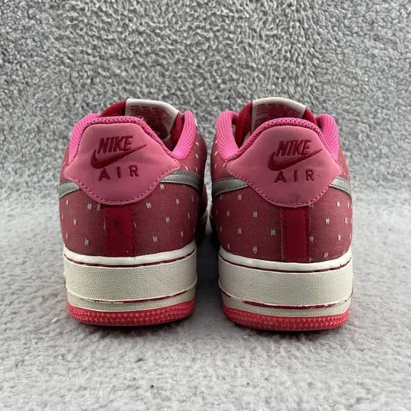 Nike Air Force 1 Shoes Youth 6.5 Red Pink Dot Canvas Sports Casual Streetwear