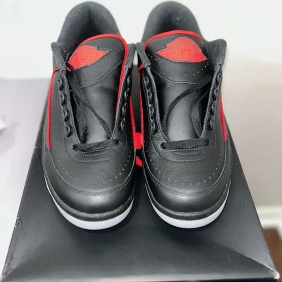 Nike Air Jordan 2 Retro Low Size 10 Men's Black Leather Shoes DV9956-006