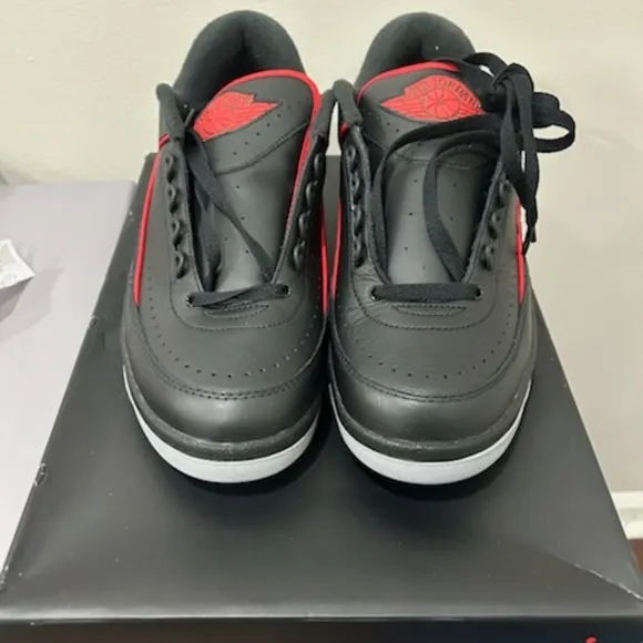 Nike Air Jordan 2 Retro Low Size 10 Men's Black Leather Shoes DV9956-006