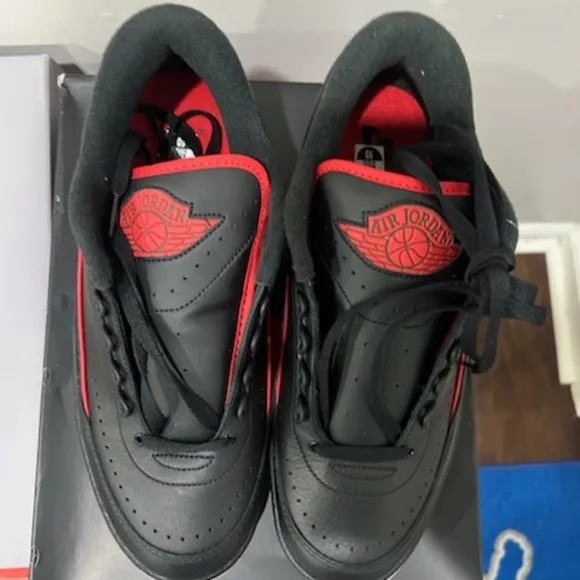 Nike Air Jordan 2 Retro Low Size 10 Men's Black Leather Shoes DV9956-006