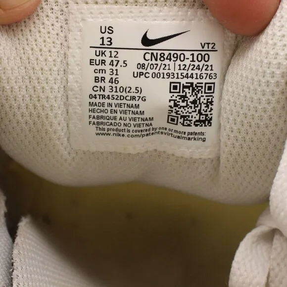 Nike Air Max 90 Triple White Athletic Running Shoes Men's Size 13 CN8490-100