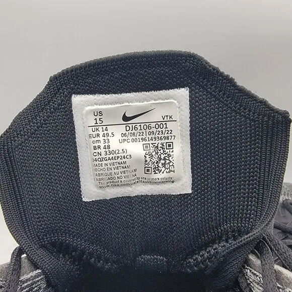 Nike Air Max Flyknit Racer Mens 15 Running Shoes Black White Oreo DJ6106-001
